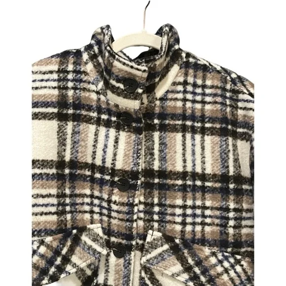 Anthropologie Avec Les Filles Jacket Size Large Plaid Utility Coat - Picture 3 of 9